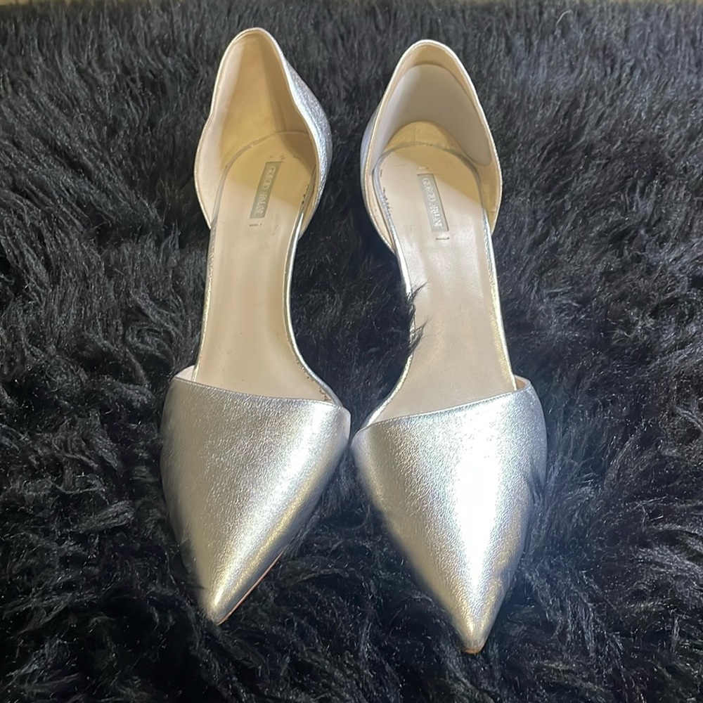 Giorgio Armani Silver Argento Heels Size 38 1/2